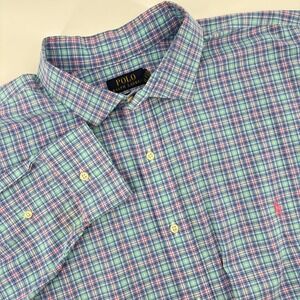 Polo Ralph Lauren Mens 3XLT Big & Tall Plaid Button Down Shirt Blue Pink